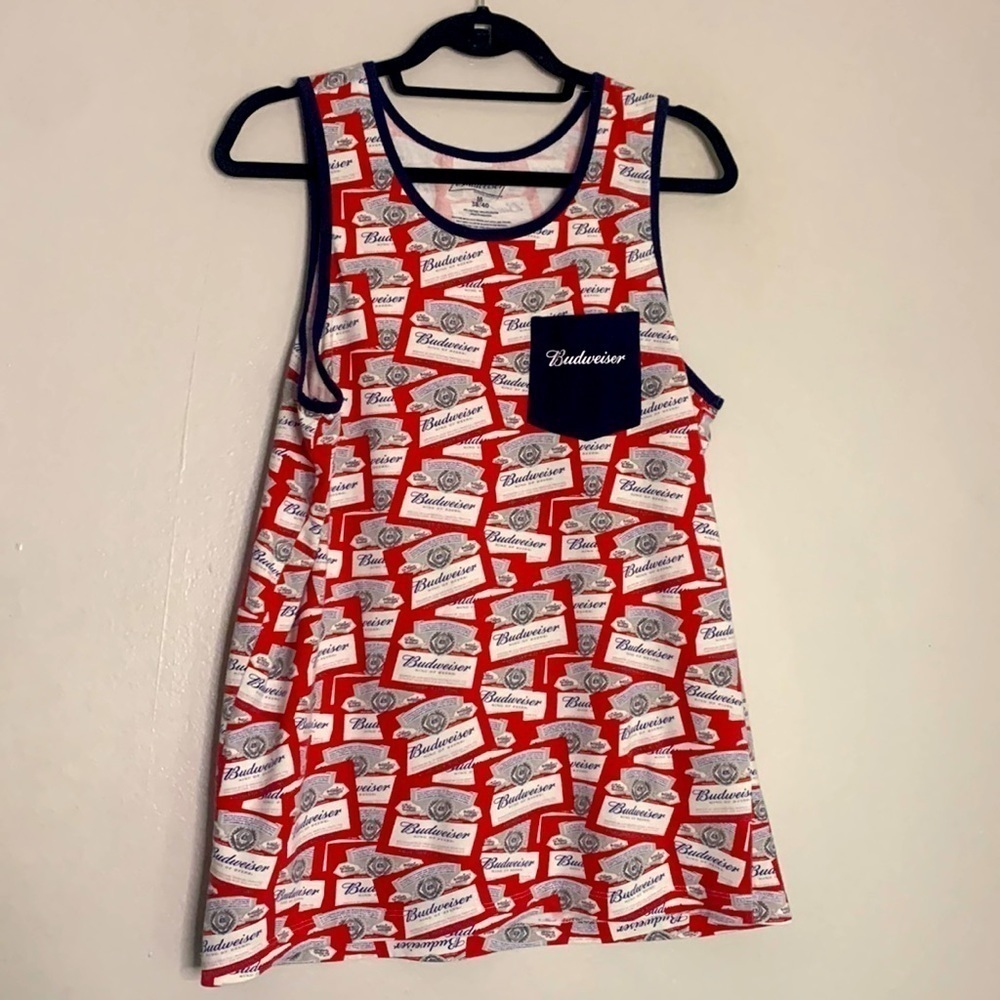 Budweiser king of beers all over Graphic pocket tank top medium
